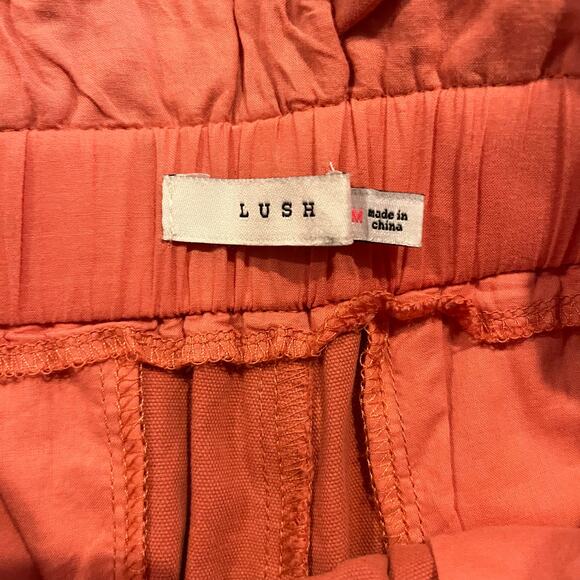 Lush Women's High Waisted Pants M Orange Elastic Waist Casual Cotton Blend - Picture 4 of 9